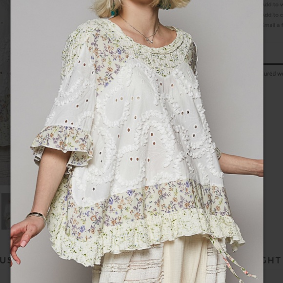 POL Floral Lace Blouse - White and Cream - Picture 2 of 4